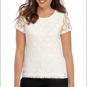 H&M White Lace Short Sleeve Top